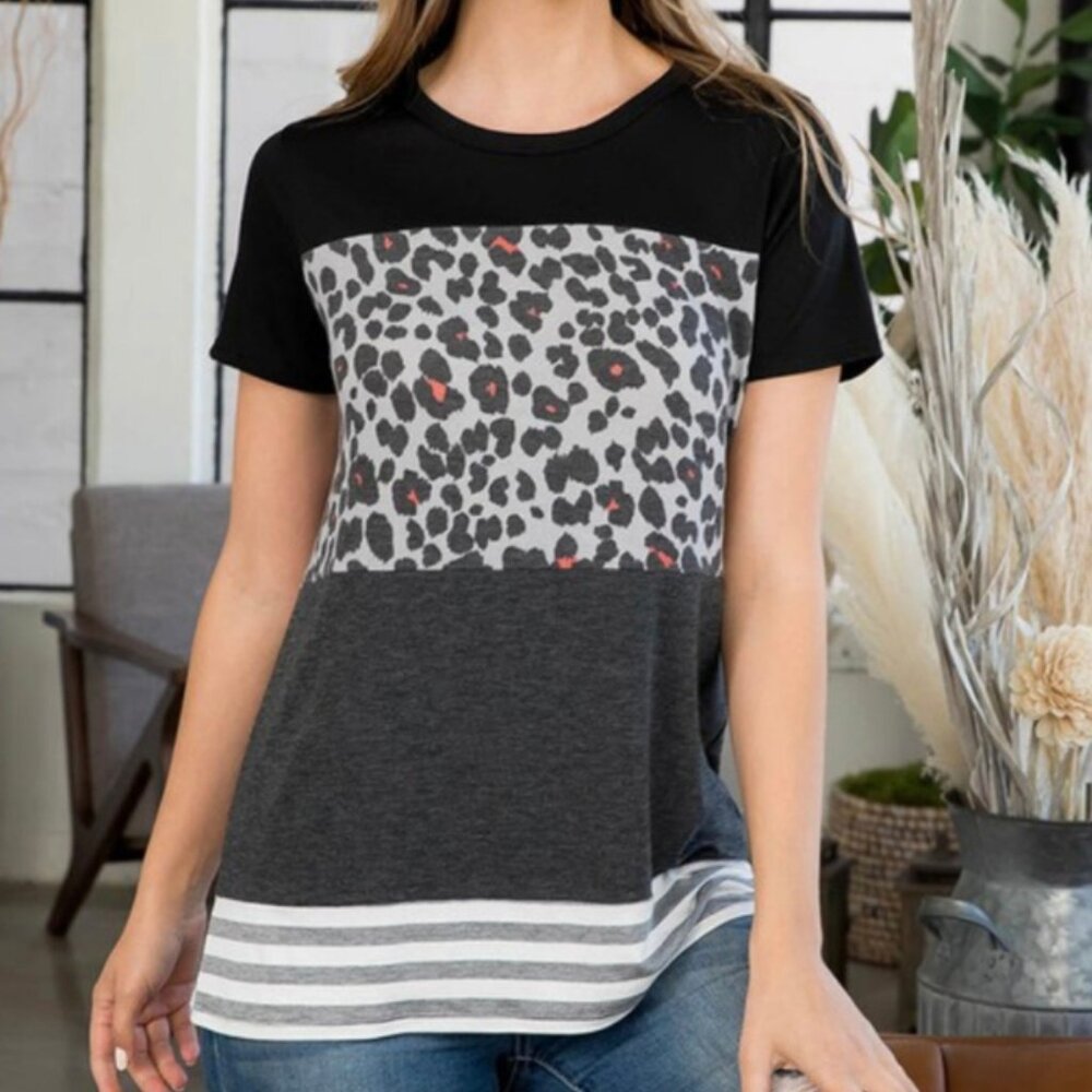 Leopard stripe short sleeved